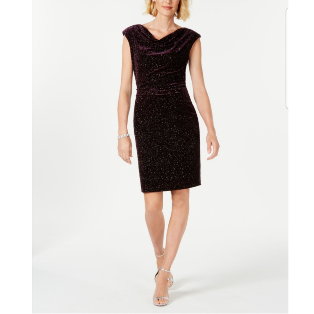 JH Evenings purple and black sparkles dress